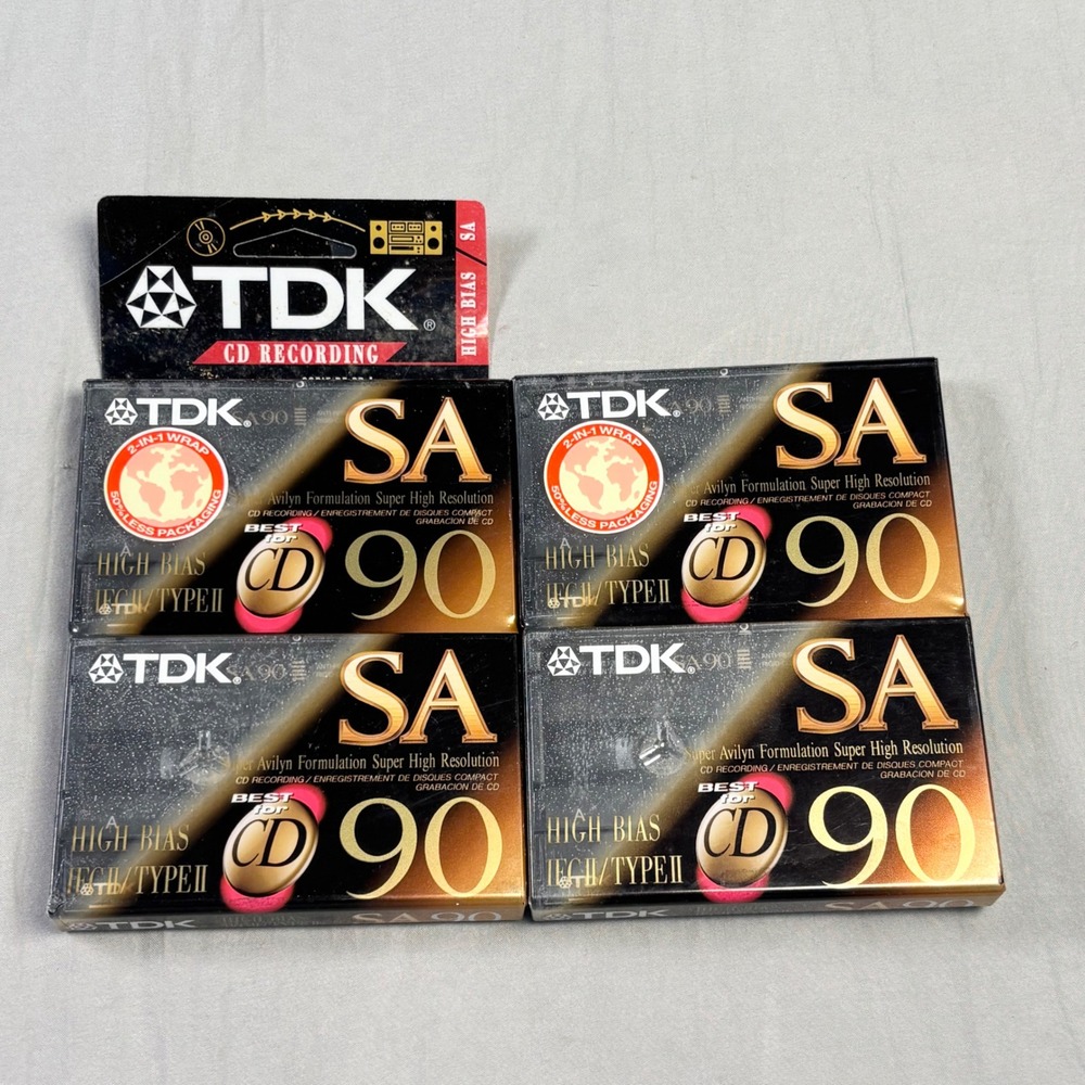 TDK SA 90 High Bias Type II Super Avilyn Blank Audio Cassette Tapes 4 pack
